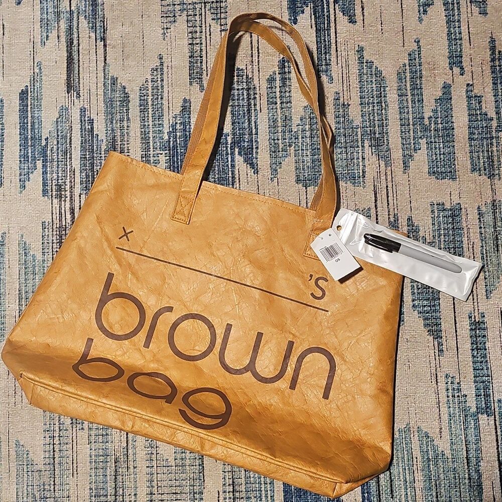 Bloomingdale's Brown Tote Bag with Pink Lining and Pen Women's Large Shoulder